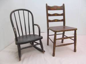 lot 43 image: Antique childrens rocker, chair