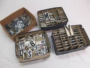 lot 67 image: vintage metal sign letters, numbers ,symbols