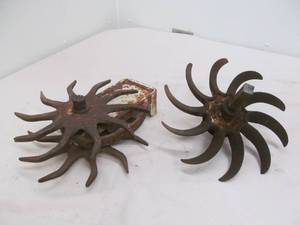 lot 99 image: vintage rotary cultivator hoe wheels