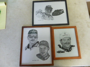 lot 92 image: 3 Dale Earnhardt Sr. Drawings by Frank Nereau