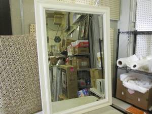 lot 68 image: Large Wood Frame Beveled Mirror 30...