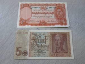 lot 107 image: 2 Foriegn Currancy Bills WWII  CNTR...