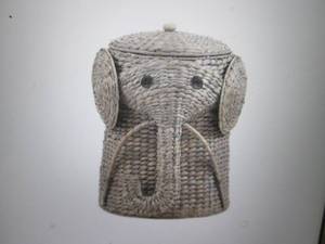 lot 130 image: 16 Wide Grey Animal Laundry Hanper...