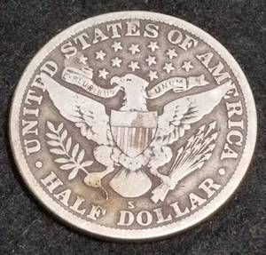 1913-S BARBER SILVER HALF DOLLAR