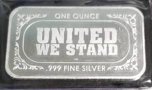 1 TROY OZ. .999 FINE SILVER BAR US FLAG DESIGN SEALED