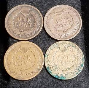 4 INDIAN HEAD CENTS 1895 1898 1906 1907