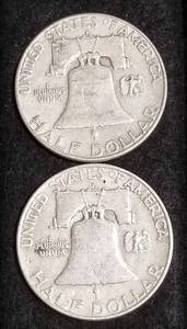 2 FRANKLIN HALF DOLLARS 1960-D 1961-D
