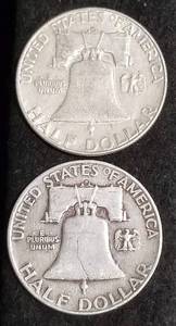 2 FRANKLIN HALF DOLLARS 1952-D 1963-D