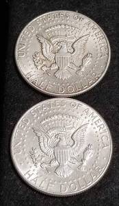 2 AU-UNC 1964 KENNEDY SILVER HALF DOLLARS