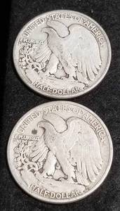 2 WALKING LIBERTY HALF DOLLARS 1943 1945