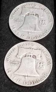 2 FRANKLIN HALF DOLLARS 1954-D 1959-D