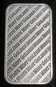 1 TROY OZ. .999 FINE SILVER BAR GOLDEN STATE MINT