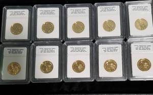 GROUP OF 10 US PRESIDENTIAL DOLLARS IN SLABS