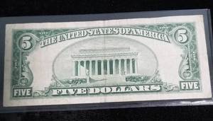 1934-D US $5 BLUE SEAL FEDERAL RESERVE STAR NOTE