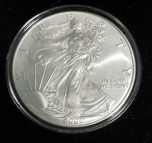 2000 AMERICAN SILVER EAGLE 1 TROY OZ. .999 FINE SILVER IN AIRTITE