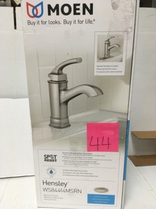 lot 44 image: Moen Hensley Single Hole Single-Handle Bathroom Faucet in Spot Resist Brushed Nickel