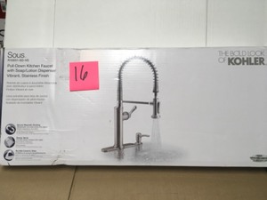 lot 16 image: Kohler Sous Pro-Style Single-Handle Pull-Down Sprayer Kitchen Faucet in Vibrant Stainless