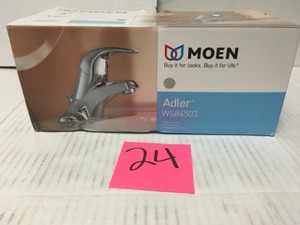 lot 24 image: Moen Adler 4 in. Centerset Single-Handle Low-Arc Bathroom Faucet in Chrome
