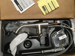 lot 61 image: Moen Arbor Single-Handle Pull-Out Sprayer Kitchen Faucet in Spot Resist Stainless