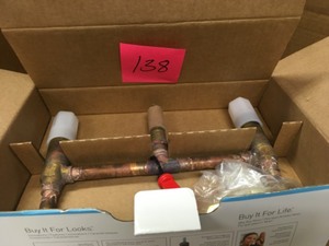 lot 138 image: Moen Banbury 2-Handle Deck-Mount High Arc Roman Tub Faucet with Valve in Spot Resist Brushed Nickel