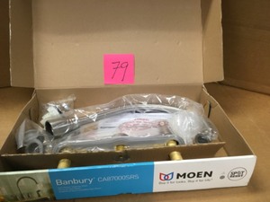 lot 79 image: Moen Banbury High-Arc 2-Handle Standard Kitchen Faucet with Side Sprayer in Spot Resist Stainless