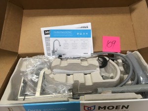 lot 109 image: Moen Genta Single Hole Single-Handle Bathroom Faucet in Spot Resist Brushed Nickel