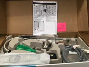 lot 124 image: Moen Indi Single-Handle Pull-Down Sprayer Kitchen Faucet with Reflex, Power Clean in Spot Resist Stainless