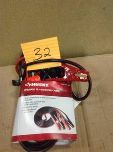 lot 32 image: Husky 12 FT 8 Gauge Auto Car Booster Jumper Cables in good condition