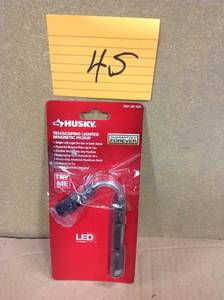 lot 45 image: Husky 14 in. Anodized Aluminum Lighted 3 lb. Magnetic Pick-Up Tool with Articulating Head in good condition