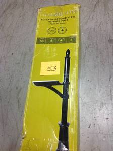 lot 53 image: Architectural Mailboxes Black Steel Mailbox Post in good condition