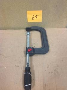 lot 65 image: Husky 6 in. Quick Adjustable C-Clamp with Rubber Handle in good condition