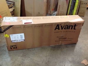 lot 111 image: AVANT 61 in. W x 22.5 in. D Quartz Vanity Top in Penumbra with Rect White Basin