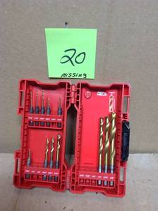 lot 20 image: Milwaukee 48-89-4680 18-Piece Shockwave Impact Duty Thunderbolt Titanium Drill Bit Set w Anti-Walking 135 Degree Angled Tip and Storage Case MISSING 5 PCS