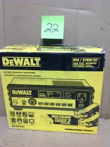 lot 22 image: DEWALT 30 Amp Multi Bank Battery Charger with 80 Amp Engine Start in good condition