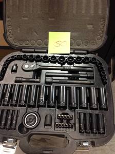 lot 50 image: Husky 38 in. Drive 100-Position Universal SAE and Metric Mechanics Tool Set (60-Piece) in good condition