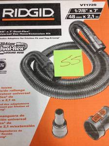 lot 55 image: RIDGID 1-78 in. x 7 ft. Tug-A-Long Locking Vacuum Hose for RIDGID WetDry Shop Vacuums in good condition