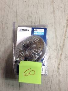 lot 60 image: MOEN HydroEnergetix 8-Spray 5 in. Single Wall Mount Fixed Adjustable Shower Head in Chrome not used