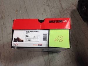 lot 68 image: Wolverine Mens Raider Slip Resistant Oxford Shoes - Soft Toe - Brown Size 10(M) not used
