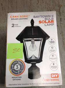lot 80 image: Baytown II Bulb 1-Light Black LED Outdoor Solar PostWall Light with GS Light Bulb Warm-White not used