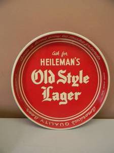 lot 23 image: VINTAGE OLD STYLE LAGER ASK FOR HEILEMANS BEER TRAY - RARE - APPROX 13.5 - SEE PICTURES