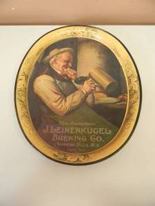 lot 25 image: VINTAGE 115TH ANNIVERSARY J. LEINENKUGEL BREWING CO. BEER TRAY - NICE - APPROX 14.5 BY 11.5 - SEE PICTURES