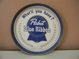 lot 28 image: VINTAGE PABST BLUE RIBBON WHATLL YOU HAVE BEER TRAY - PBR - NICE - APPROX 12 - SEE PICTURES