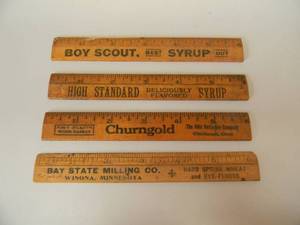 lot 30 image: 4 - VINTAGE 6 WOOD ADVERTISING RULERS - 3 MINNESOTA - 1 OHIO - SEE PICTURES FOR COMPANIES - VERY COOL