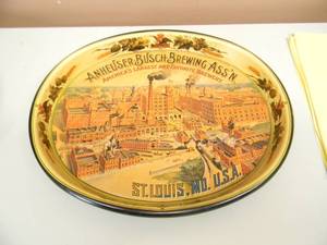 lot 73 image: VINTAGE ANHEUSER-BUSH BREWING ASSN ST. LOUIS MO. U.S.A. BEER TRAY - NICE - SEE PICTURES - GOLD