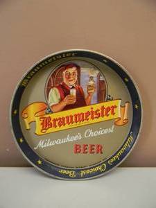 lot 75 image: VINTAGE 1950s BRAUMEISTER BEER MILWAUKEE WISCONSIN ADVERTISING METAL TRAY 12 - VERY COOL - SEE PICTURES
