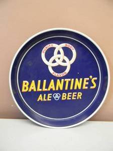 lot 76 image: VINTAGE BALLANTINES ALE & BEER NEWARK N.J. ADVERTISING METAL TRAY 12 - VERY COOL - SEE PICTURES