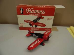 lot 82 image: HAMMS BEER - COLLECTOR SERIES LIMITED EDITION 1929 TRAVEL AIR MODEL R BANK - DIE CAST - IN BOX - SEE PICTURES