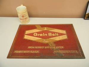 lot 87 image: VINTAGE GRAIN BELT BEER BAR SPILL MAT APPROX 17.5 BY 11.5 - VINTAGE MINNEAPOLIS BREWING CO. GOLDEN GRAIN BELT BEERS MUG - GREAT PIECES - SEE PICTURES