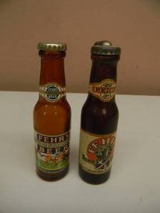 lot 92 image: VINTAGE FEHRS MINI BOTTLE SALT & PEPPER SHAKER & VINTAGE FEHRS OPENER - SEE PICTURES