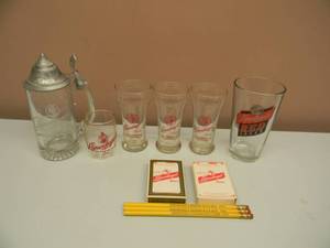 lot 107 image: VINTAGE LEINENKUGELS BEER COLLECTION - BEER GLASSES & CARD SETS & PENCILS - NICE COLLECTION - SEE PICTURES